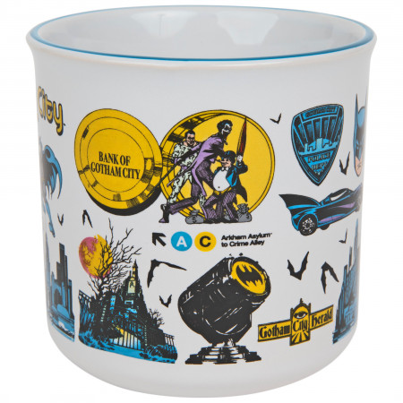 Batman Gotham City Destination Icons 20oz Ceramic Camper Mug